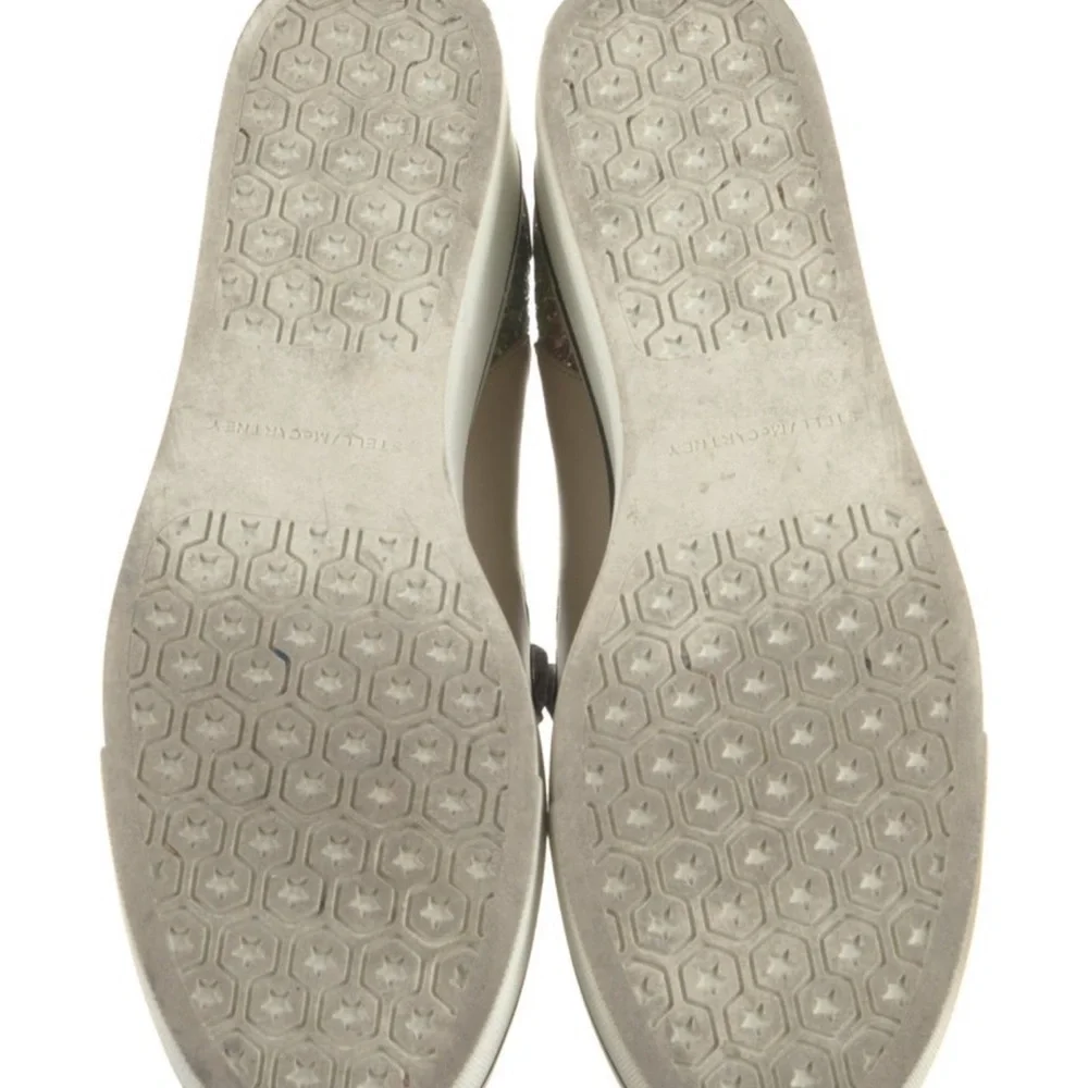 Stella McCartney Beige Platform Slip-On Sneakers with Holographic Star Appliques